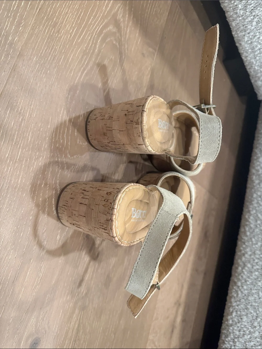 Born Women's Beige Suede Cork Platform Sandals